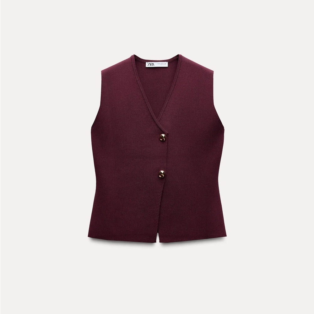 Zara basic knit gold button top